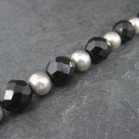 Vintage Black Sterling Bead Bracelet 7.25 Inches