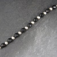 Vintage Black Sterling Bead Bracelet 7.25 Inches