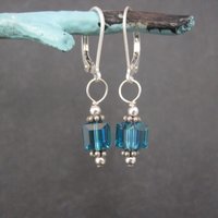 Sterling Caribbean Blue Crystal Earrings