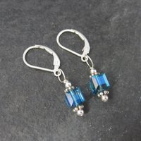 Sterling Caribbean Blue Crystal Earrings