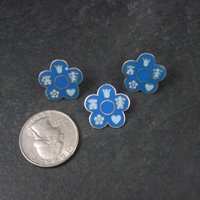 Vintage Sterling Blue Enamel Flower Pendant and Earrings Jewelry Set