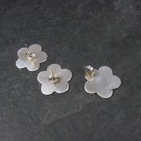 Vintage Sterling Blue Enamel Flower Pendant and Earrings Jewelry Set