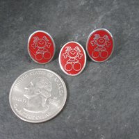 Estate Enamel Sterling Girl Necklace Earrings Jewelry Set