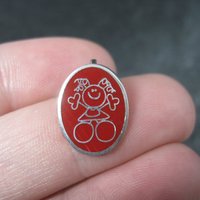 Estate Enamel Sterling Girl Necklace Earrings Jewelry Set