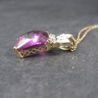 Estate Vermeil Sterling Purple Sapphire Pendant Necklace