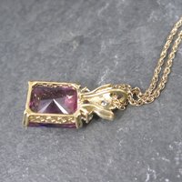 Estate Vermeil Sterling Purple Sapphire Pendant Necklace