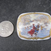 Vintage Porcelain 24K Ice Skating Brooch Avon
