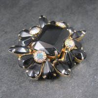 Vintage Black Rhinestone Juliana Brooch