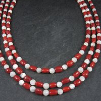 Vintage Coral Mother of Pearl 3 Strand Necklace Desert Rose Trading