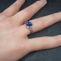 Vintage 14K Star Sapphire Diamond Ring Size 6.5