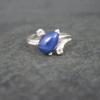 Vintage 14K Star Sapphire Diamond Ring Size 6.5