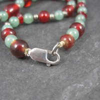 Vintage Aventurine Red Glass Bead Necklace 16 Inches