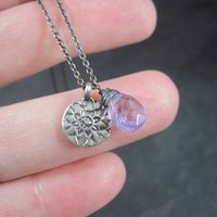Dainty Vintage Sterling Amethyst Flower Necklace