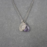 Dainty Vintage Sterling Amethyst Flower Necklace