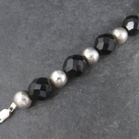 Vintage Black Sterling Bead Bracelet 7.25 Inches