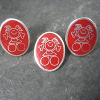 Estate Enamel Sterling Girl Necklace Earrings Jewelry Set