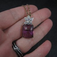 Estate Vermeil Sterling Purple Sapphire Pendant Necklace