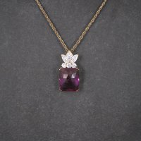 Estate Vermeil Sterling Purple Sapphire Pendant Necklace