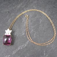 Estate Vermeil Sterling Purple Sapphire Pendant Necklace
