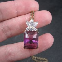 Estate Vermeil Sterling Purple Sapphire Pendant Necklace