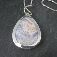 Vintage Sterling Purple Agate Pendant Necklace