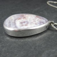 Vintage Sterling Purple Agate Pendant Necklace
