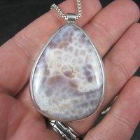 Vintage Sterling Purple Agate Pendant Necklace