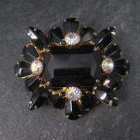 Vintage Black Rhinestone Juliana Brooch