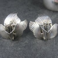 Vintage Carol Felley Orchid Cuff Bracelet Earrings Jewelry Set Sterling Silver 1987