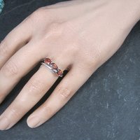 Vintage 10K White Gold Garnet Ring Size 6