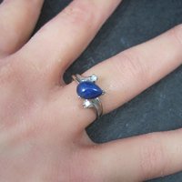 Vintage 14K Star Sapphire Diamond Ring Size 6.5