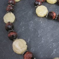 Vintage Sterling Red Tigers Eye Quartz Oriental Necklace