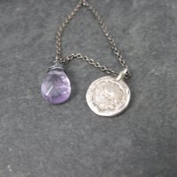 Dainty Vintage Sterling Amethyst Flower Necklace
