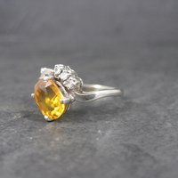 Vintage 10K Yellow Orange Sapphire Ring Size 8