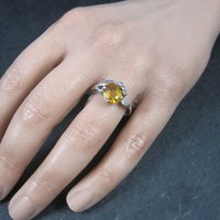 Vintage 10K Yellow Orange Sapphire Ring Size 8