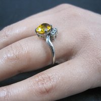 Vintage 10K Yellow Orange Sapphire Ring Size 8