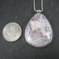 Vintage Sterling Purple Agate Pendant Necklace