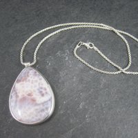 Vintage Sterling Purple Agate Pendant Necklace