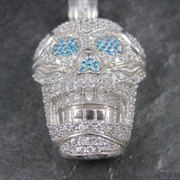 Huge Dimensional Sterling Skull Pendant