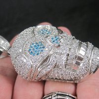 Huge Dimensional Sterling Skull Pendant