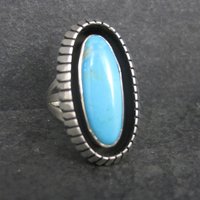 Large Turquoise Shadowbox Ring Size 8