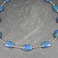 Vintage Sterling Southwestern Azurite Necklace 16 Inches