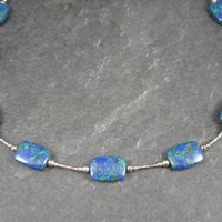Vintage Sterling Southwestern Azurite Necklace 16 Inches