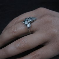 Vintage Black Hills Silver Leaf Ring