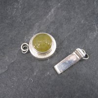 Sterling Carved Yellow Quartz Box Clasp