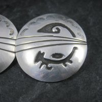 Large Sterling Native American Earrings Signed