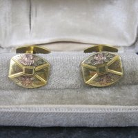 Antique 10K Art Deco Floral Cufflinks Cif Co