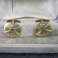 Antique 10K Art Deco Floral Cufflinks Cif Co