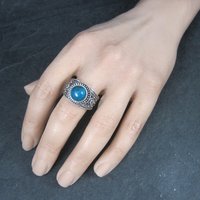 Vintage 950 Silver Chrysocolla Ring Size 9.5
