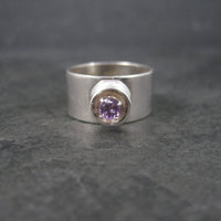 Vintage Sterling High Set Amethyst Ring Size 6.5